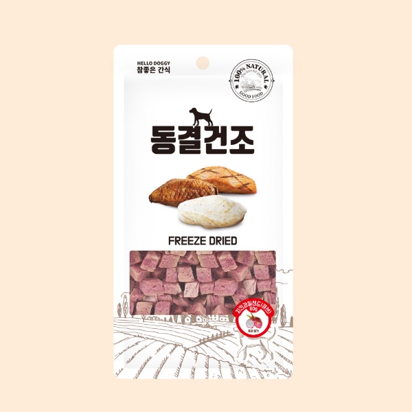 [참좋은간식] 동결건조-치킨과일샌드 큐브(80g)